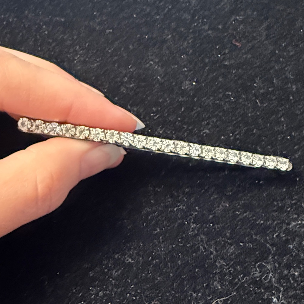Vintage Rhinestone Bar Hair Pin - Silver
